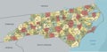 North Carolina - detailed editable political map with labeling. Royalty Free Stock Photo