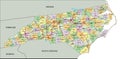 North Carolina - detailed editable political map with labeling. Royalty Free Stock Photo