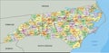 North Carolina - detailed editable political map with labeling. Royalty Free Stock Photo