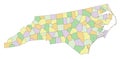 North Carolina - detailed editable political map. Royalty Free Stock Photo