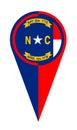 North Carolina Map Pointer Location Flag