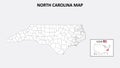 North Carolina Map. State and district map of North Carolina. Political map of North Carolina with outline and black and white Royalty Free Stock Photo