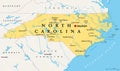 North Carolina, NC, political map, Old North State, Tar Heel State