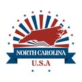 north carolina state map label. Vector illustration decorative design Royalty Free Stock Photo