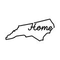 North Carolina US state outline map with the handwritten HOME word. Continuous line drawing of patriotic home sign Royalty Free Stock Photo