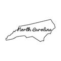 North Carolina US state outline map with the handwritten state name. Continuous line drawing of patriotic home sign Royalty Free Stock Photo