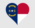 North Carolina USA Heart Flag. NC US Love Shape State Flag. North Carolinian United States of America Banner Icon Sign Symbol Clip Royalty Free Stock Photo