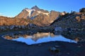 Mount Shuksan in North Cascades National Park in Last Evening Light reflected in Tarn at Artist Point, Washington Royalty Free Stock Photo
