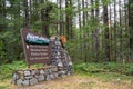 Sign for the North Cascades National Park Visitors Center, directing tourists to the