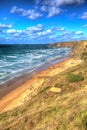 North coast of Cornwall at Watergate Bay England UKbetween Newquay and Padstow in colourful HDR Royalty Free Stock Photo