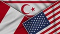 North Cyprus United States of America Peru Flags Together Fabric Texture Illustration