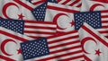 North Cyprus and United States of America Realistic Texture Flags Together