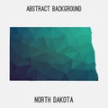 North Dakota map in geometric polygonal,mosaic style.