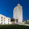 North Dakota State Capitol at night Royalty Free Stock Photo