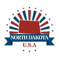 north dakota state map label. Vector illustration decorative design Royalty Free Stock Photo