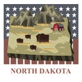 North dakota state map. Vector illustration decorative design Royalty Free Stock Photo