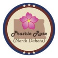 North dakota state with prairie rose flower. Vector illustration decorative design Royalty Free Stock Photo