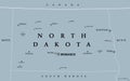 North Dakota, ND, gray political map, US state, Peace Garden State