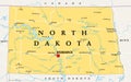 North Dakota, ND, political map, US state, Peace Garden State