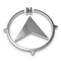 North Direction Compass Symbol - Silver Metallic 3D Illustration - Isolated On White Background Royalty Free Stock Photo
