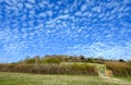 North Downs near Otford in Kent, UK. Scenic view of the English countryside with blue sky and white clouds. Royalty Free Stock Photo