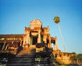 The north-east corner of the Angkor Wat temple, Cambodia, at dawn Royalty Free Stock Photo