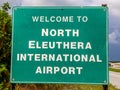 North Eleuthera Airport sign in the Bahamas