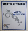 Ministry of tourism Islands of the Bahamas sign at the North Eleuthera Airport in the Bahamas