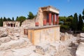 North Entrance, Propylaeum, to the ancient King Minos Minoan Palace of Konssos with the throne room behind, Greece, Krete