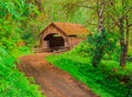 North Fork Yachats Covered Bridge in Oregon hides amongst deep foliage