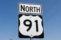 North 91 Highway Road Sign Under Blue Sky