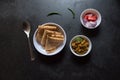 North Indian delicacy paratha or flat bread served with chana keema.