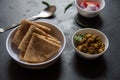 North Indian delicacy paratha or flat bread served with chana keema.