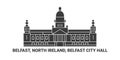 North Ireland, Belfast, Belfast City Hall, travel landmark vector illustration