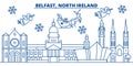 North Ireland, Belfast winter city skyline. Merry