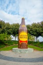 NORTH ISLAND, NEW ZEALAND- MAY 16, 2017: Lemon and paeroa giant bottle sculpture, new zealand