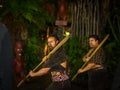 NORTH ISLAND, NEW ZEALAND- MAY 17, 2017: Maori men with traditionally tatooed face in traditional dress at Maori Culture