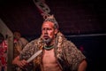 NORTH ISLAND, NEW ZEALAND- MAY 17, 2017: Tamaki Maori man wearing traditionally tatooed face and in traditional dress at