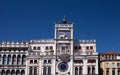 North Italy, Venice, Clock tower of St. Mark, St. Mark's Square, decorated with sculpture of winged lions Royalty Free Stock Photo