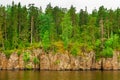 North Karelia lake, Russian wild nature. Forest growing Royalty Free Stock Photo