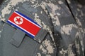 North Korea army uniform patch flag on soldiers arm. Military Conceptn Royalty Free Stock Photo