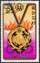 NORTH KOREA - CIRCA 1976: A stamp printed in North Korea shows Gold medal marathon, Waldemar Cierpinski, circa 1976.