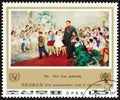 NORTH KOREA - CIRCA 1979: A stamp printed in North Korea shows The New Year Gathering, circa 1979.