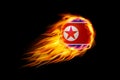 North Korea Flag With Fire Fire Ball Realistic Design Royalty Free Stock Photo