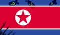 North Korea flag and  Nuclear missiles and bomb Royalty Free Stock Photo