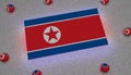 North korea Flag red white blue star