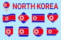 North Korea flag vector set. Geometric shapes. Flat style. DPRK natioanl symbols collection. sports, national, travel
