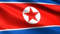 North Korea flag, with waving fabric texture