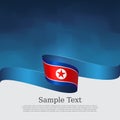 North korea flag on white background. Democratic People Republic of Korea flag. Vector brochure design. DPRK. Wavy ribbon with