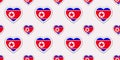 The North Korea flags background. the North Korea vector stickers. Love hearts symbols. DPRK seamless pattern. Good